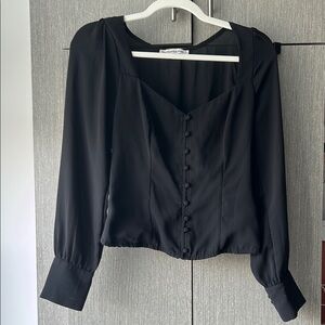 Abercrombie & Fitch Black Long Sleeve Fitted Blouse